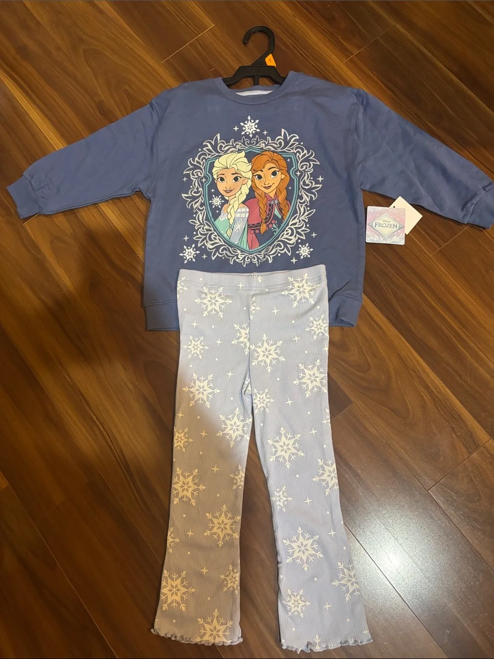 Disney Purple-Blue Elsa & Anna Snowflake legging set